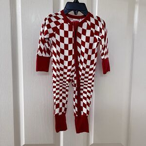 Brixton Phoenix Candy Check Bamboo Zip Romper Zippy Burnt Orange SZ Newborn NWT